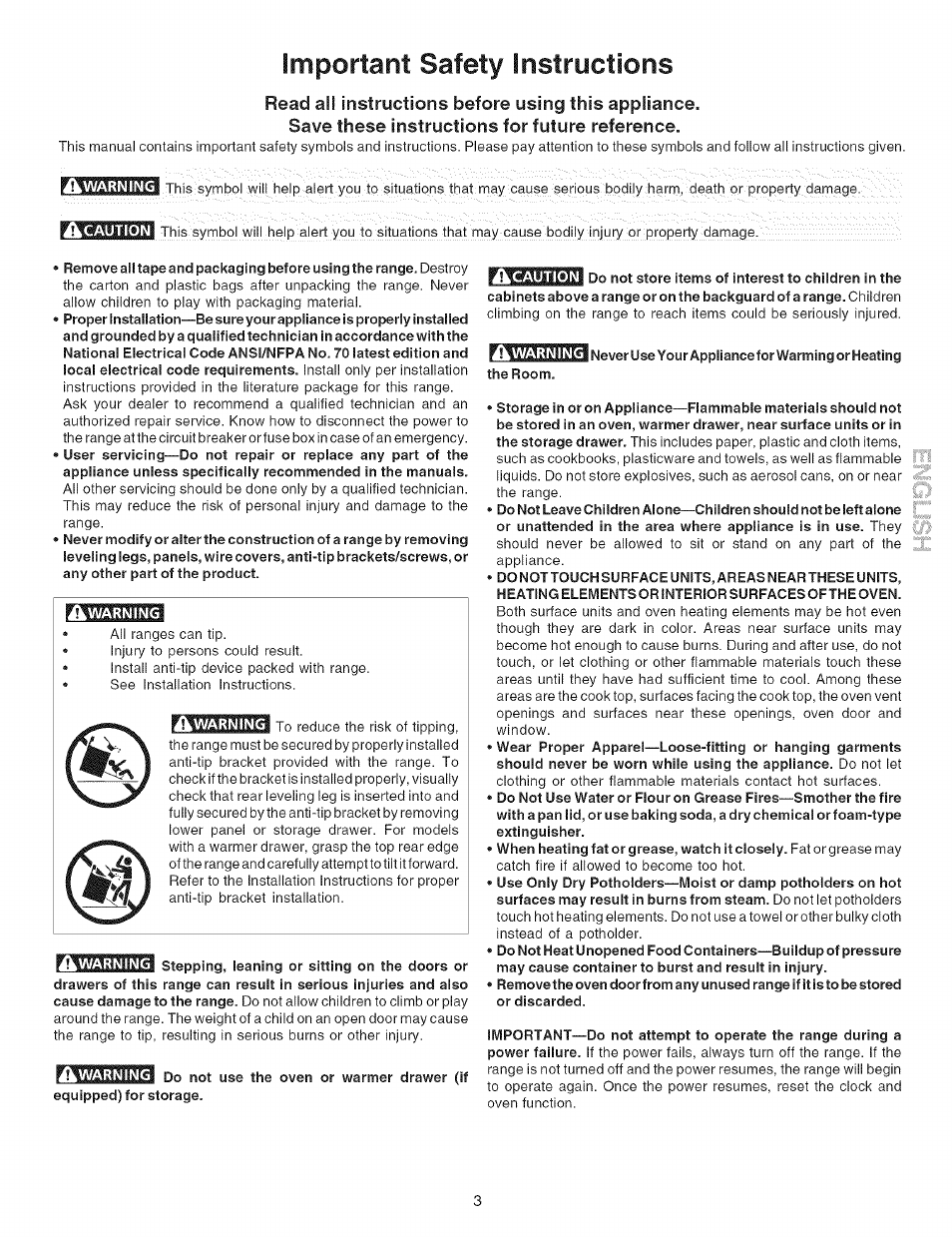 Important safety instructions | Kenmore 790.9081 User Manual | Page 3 / 16