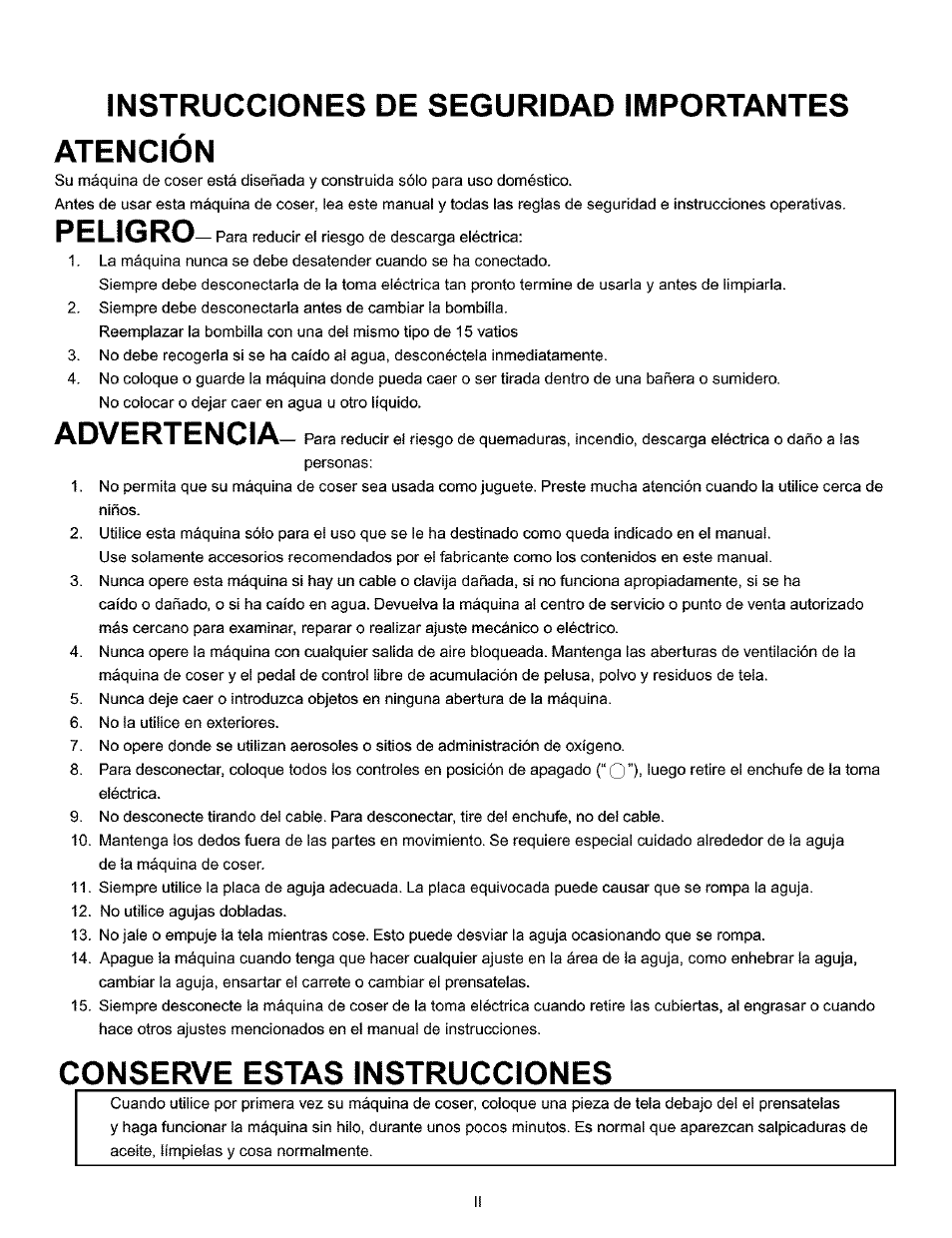 Instrucciones de seguridad importantes atención, Conserve estas instrucciones, Advertencia | Kenmore 385.15516 User Manual | Page 3 / 85