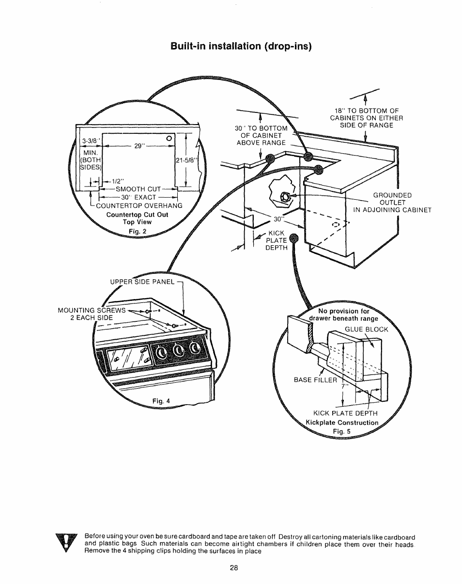 Built-in installation (drop-ins) | Kenmore Kitchen Grill User Manual | Page 28 / 32