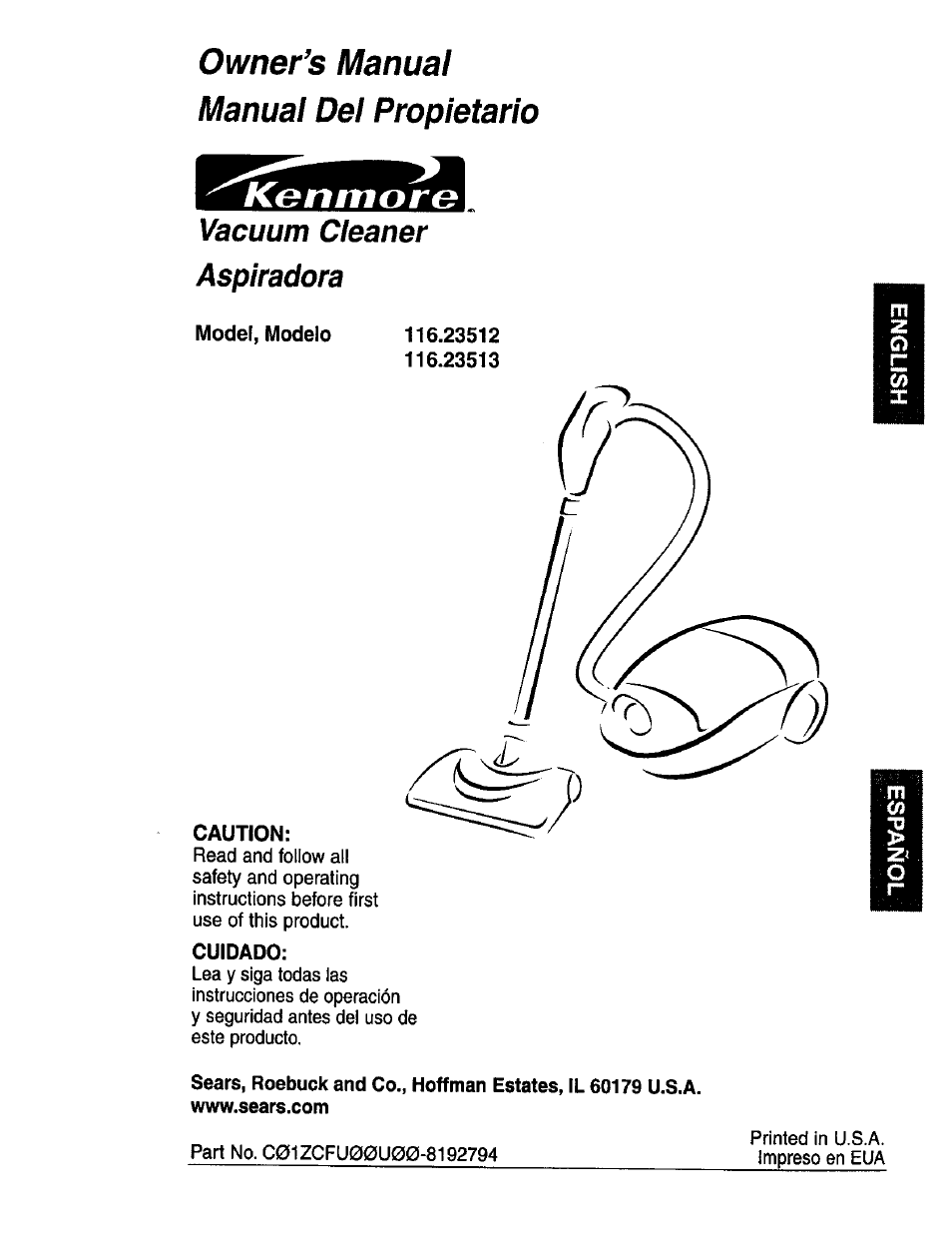 Kenmore ASPIRADORA 116.23513 User Manual | 40 pages