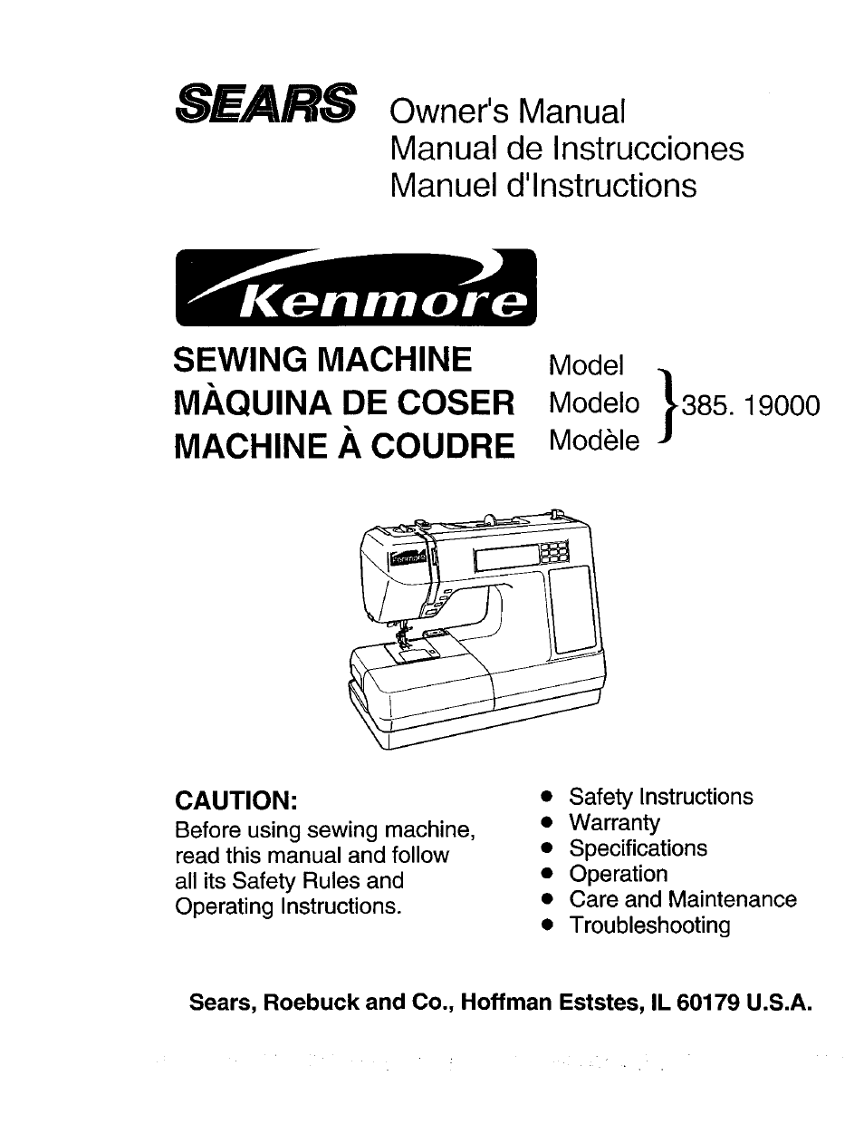 Kenmore 385. 19000 User Manual | 134 pages