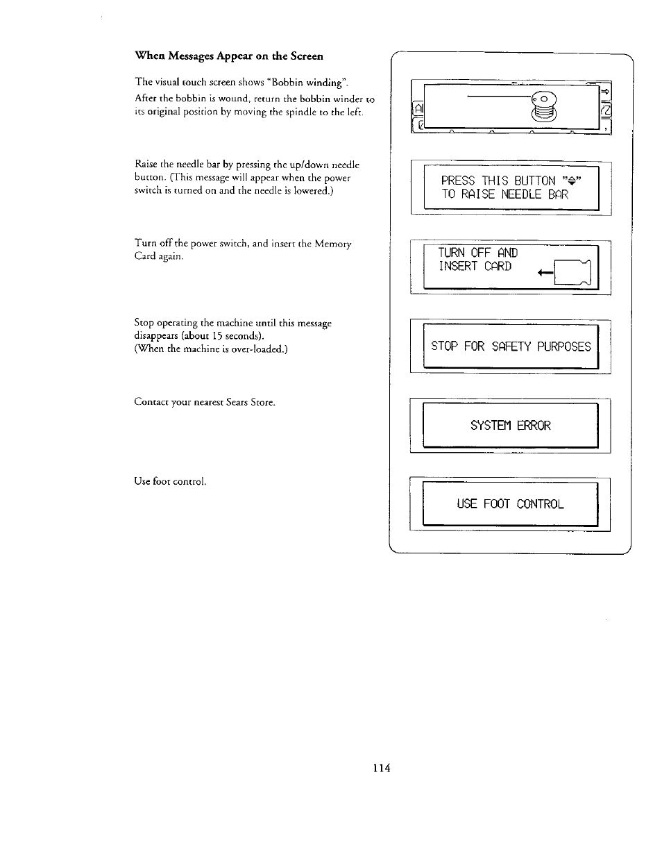 When messages appear on the screen | Kenmore 385. 19000 User Manual | Page 130 / 134