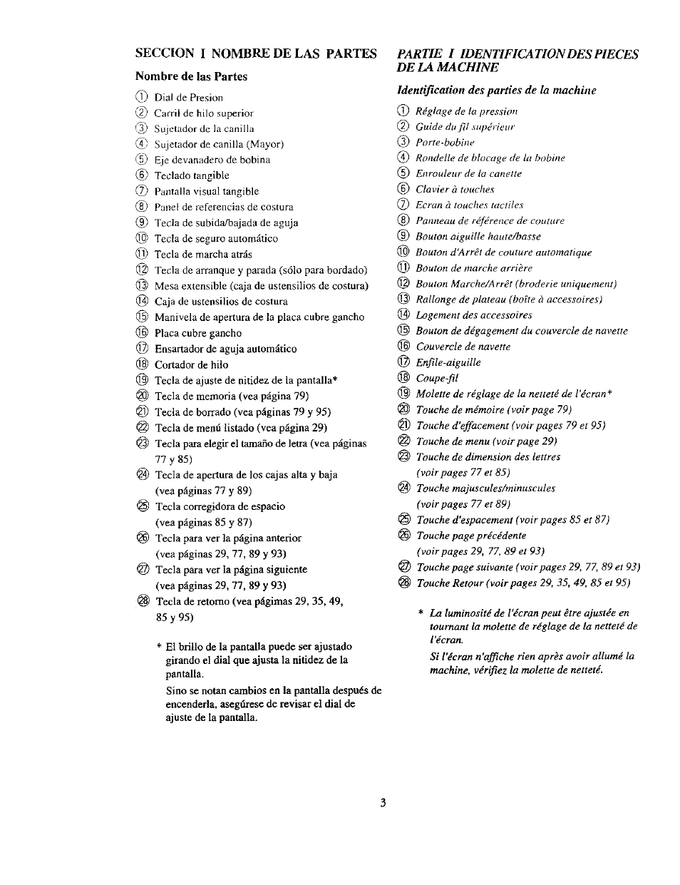 Seccion i nombre de las partes, Nombre de las partes, Nombre de las partes , 5 | Partie | Kenmore 385. 19000 User Manual | Page 19 / 134