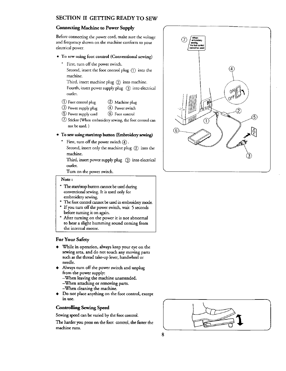 Section ii getting ready to sew, For your safety | Kenmore 385. 19000 User Manual | Page 24 / 134