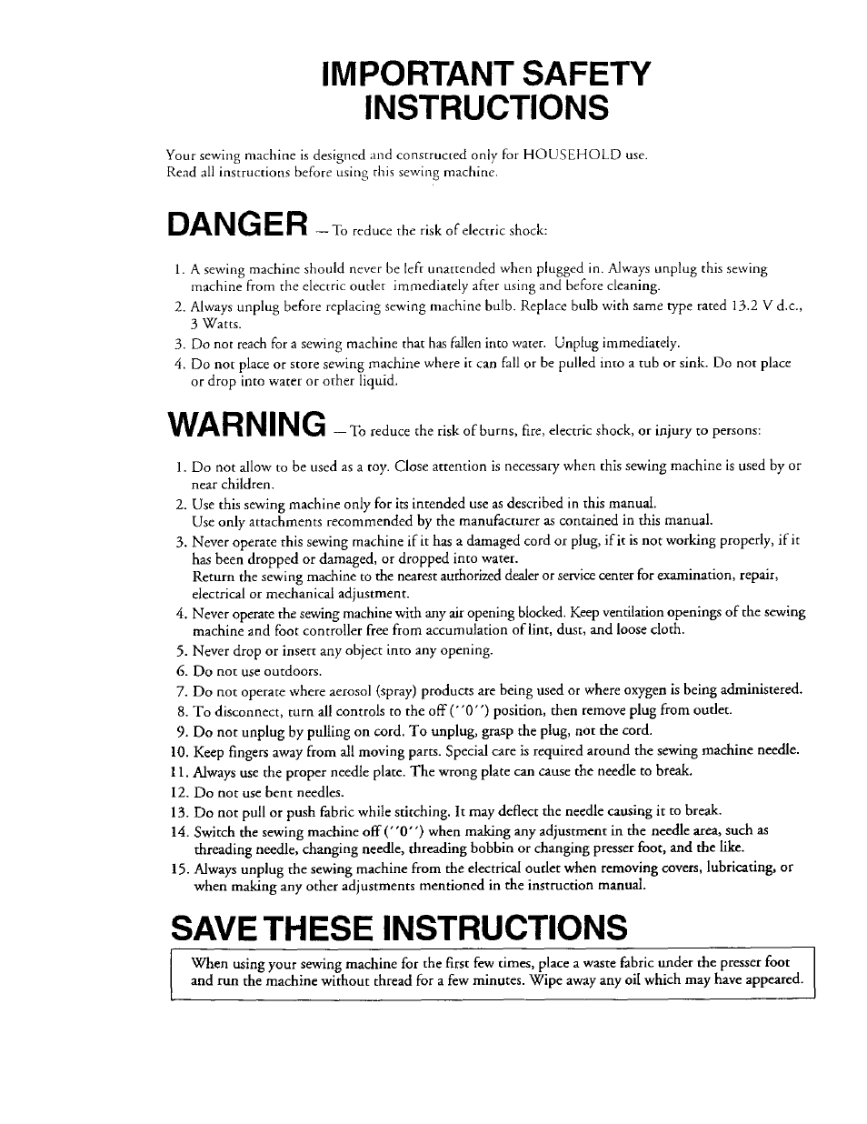 Important safety instructions, Danger, Warning | Save these instructions | Kenmore 385. 19000 User Manual | Page 3 / 134