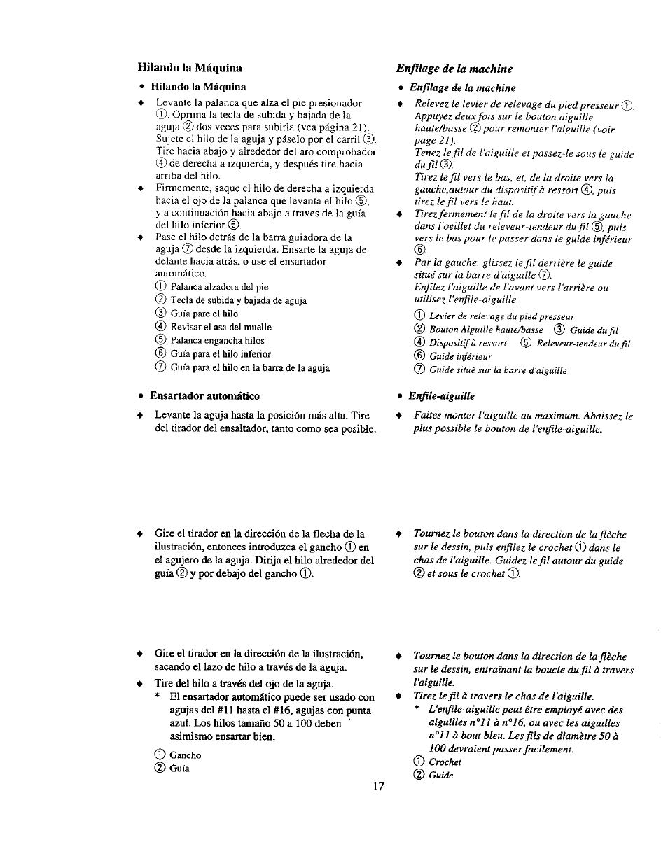 Hilando la máquina, Ensartador automático, Enfilage de la machine | Kenmore 385. 19000 User Manual | Page 33 / 134