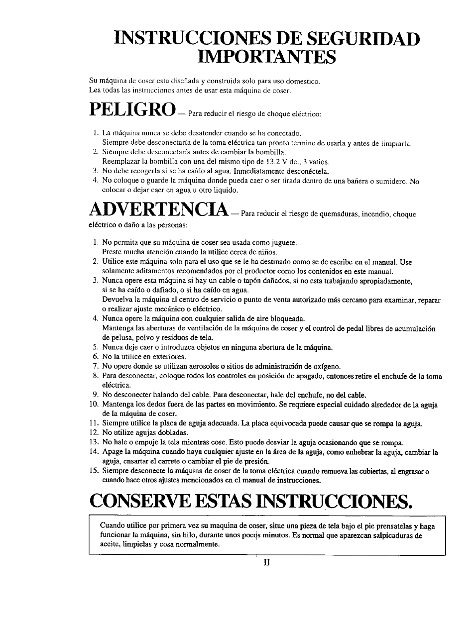 Instrucciones de seguridad importantes, Peligro, Advertencia | Conserve estas instrucciones | Kenmore 385. 19000 User Manual | Page 4 / 134