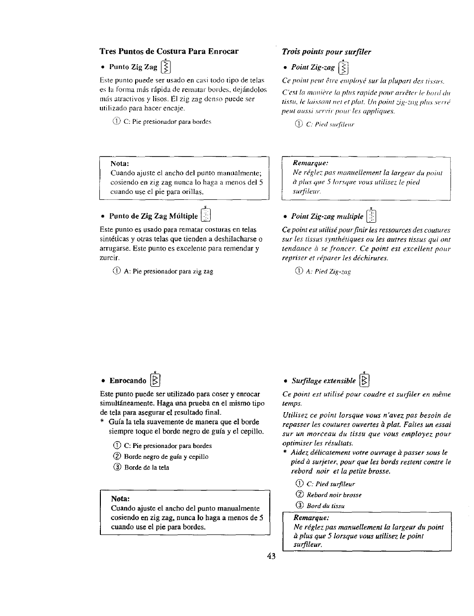 Tres puntos de costura para enrocar, Enrocando | Kenmore 385. 19000 User Manual | Page 59 / 134