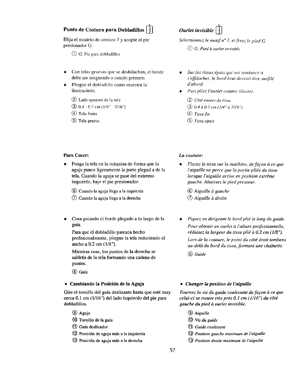 Cambiando la posición de la aguja, Punto de costura para dobladillos q | Kenmore 385. 19000 User Manual | Page 73 / 134