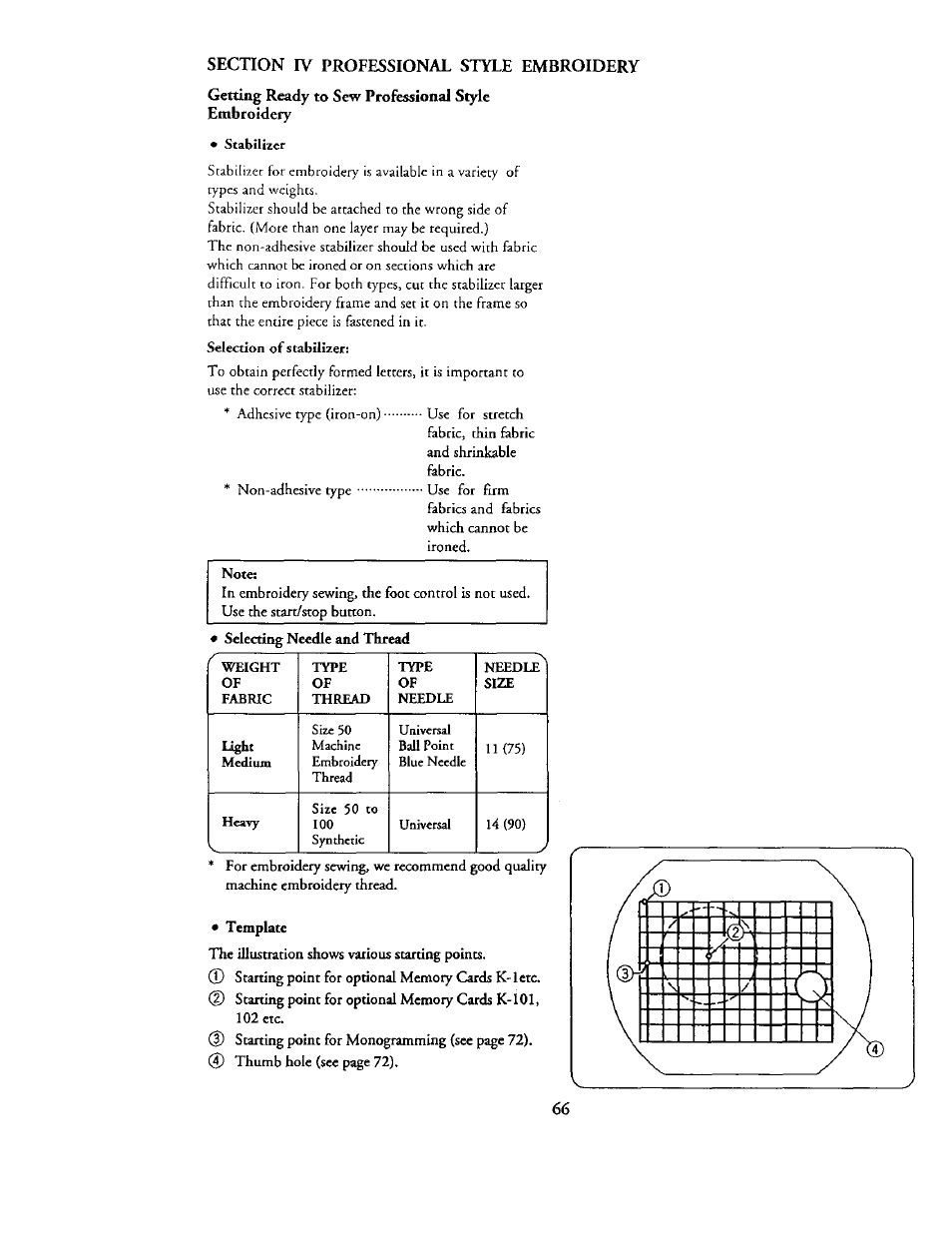 Section iv professional style embroidery, The illustration shows various starting points, Getting ready to sew professional style embroidery | Kenmore 385. 19000 User Manual | Page 82 / 134