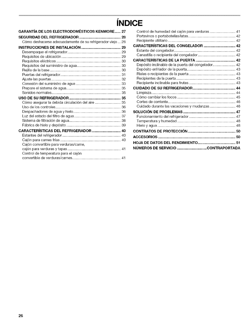 Indice | Kenmore WI0151336A User Manual | Page 26 / 80