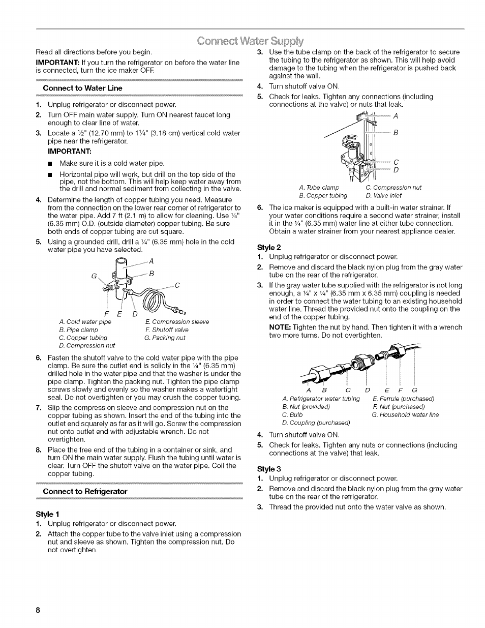 Important, Style 2, Styles | Connect ifater syppiy | Kenmore WI0151336A User Manual | Page 8 / 80