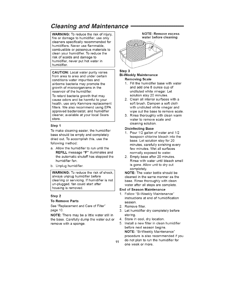 Cleaning and maintenance | Kenmore 758.15408 User Manual | Page 11 / 32