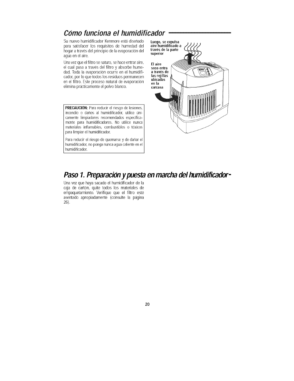 Cómo funciona el humidificador | Kenmore 758.15408 User Manual | Page 20 / 32