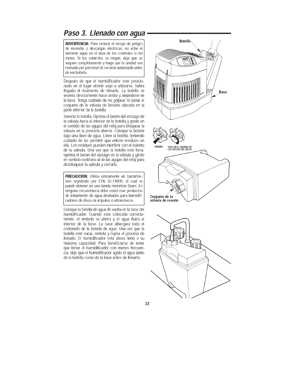 Paso 3. llenado con agua | Kenmore 758.15408 User Manual | Page 22 / 32