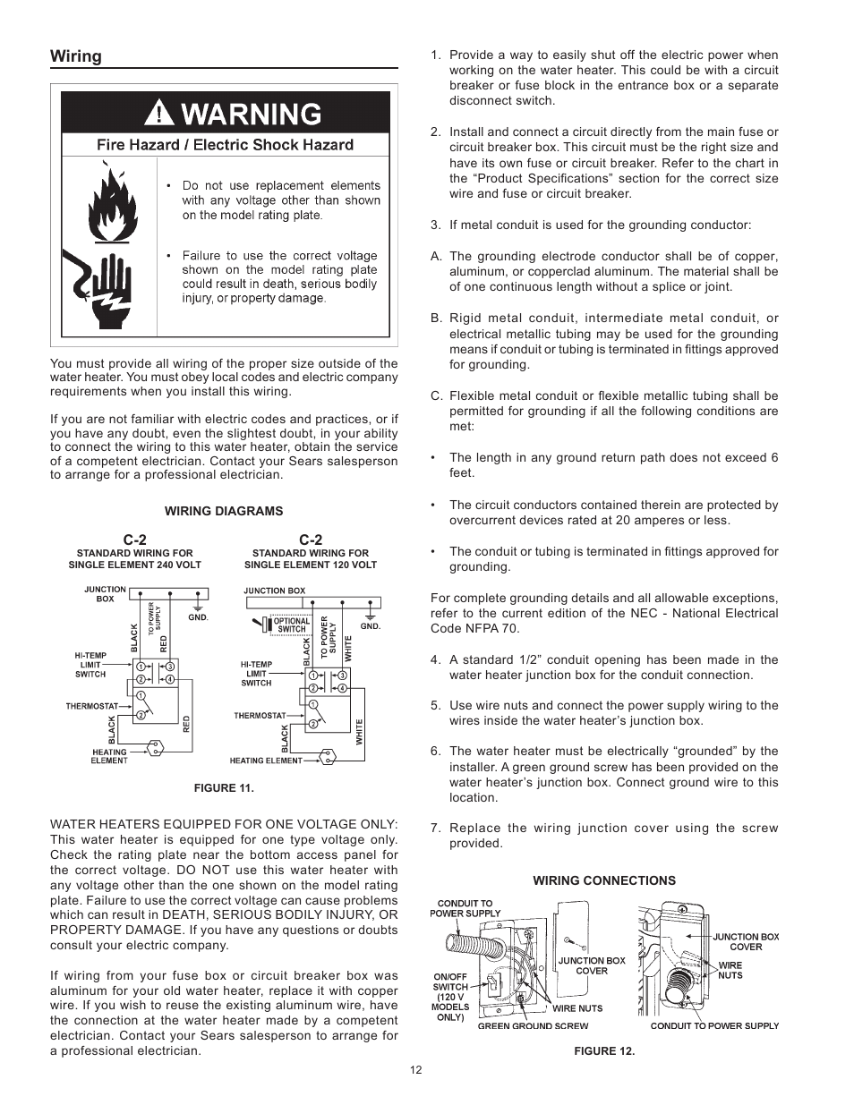 Wiring | Kenmore The Economizer(TM) 6 Compact Electric 153.31604 User Manual | Page 12 / 24