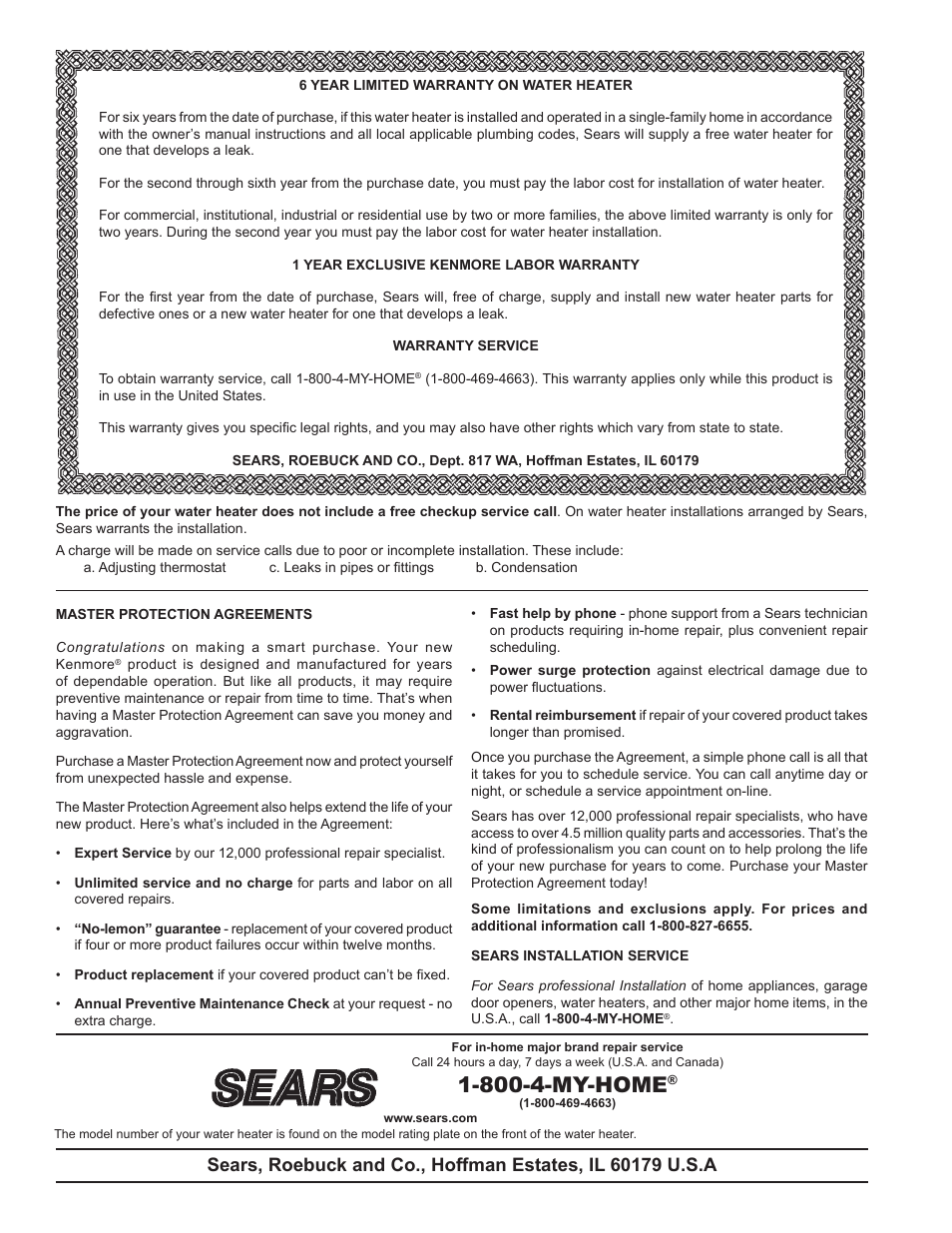 800-4-my-home | Kenmore The Economizer(TM) 6 Compact Electric 153.31604 User Manual | Page 24 / 24