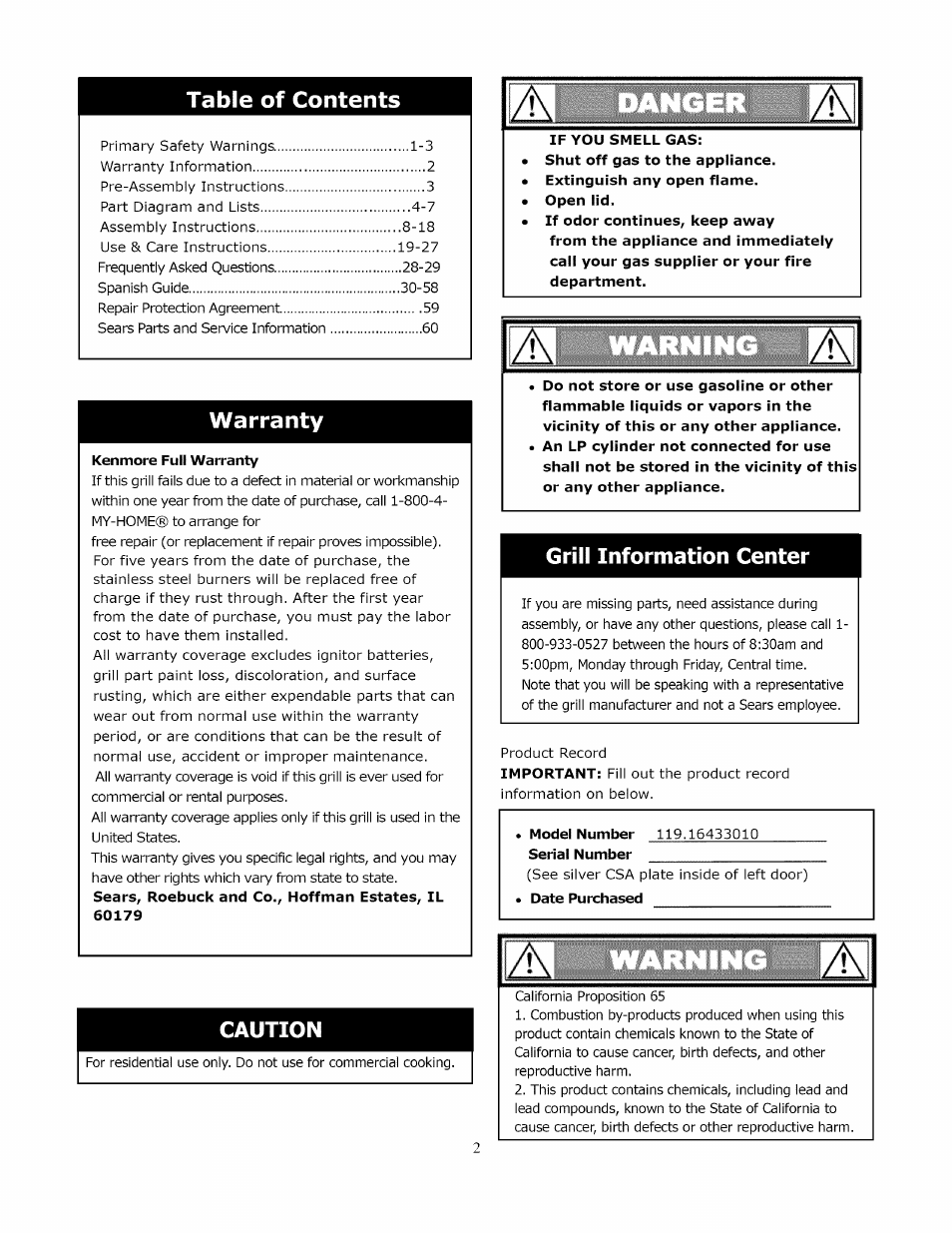 Kenmore 119.1643301 User Manual | Page 2 / 31