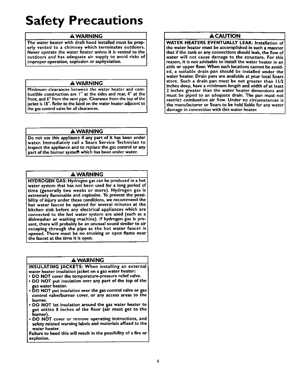 A warning, A caution, Awarning | Safety precautions | Kenmore 153.337002 User Manual | Page 4 / 32