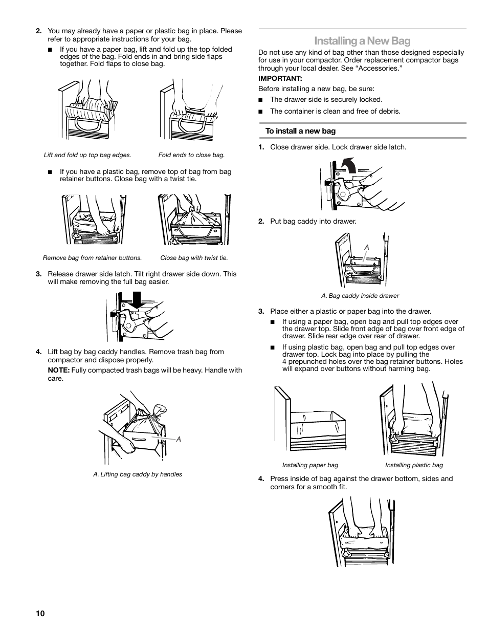 Installing a new bag | Kenmore 665.1363 User Manual | Page 10 / 12