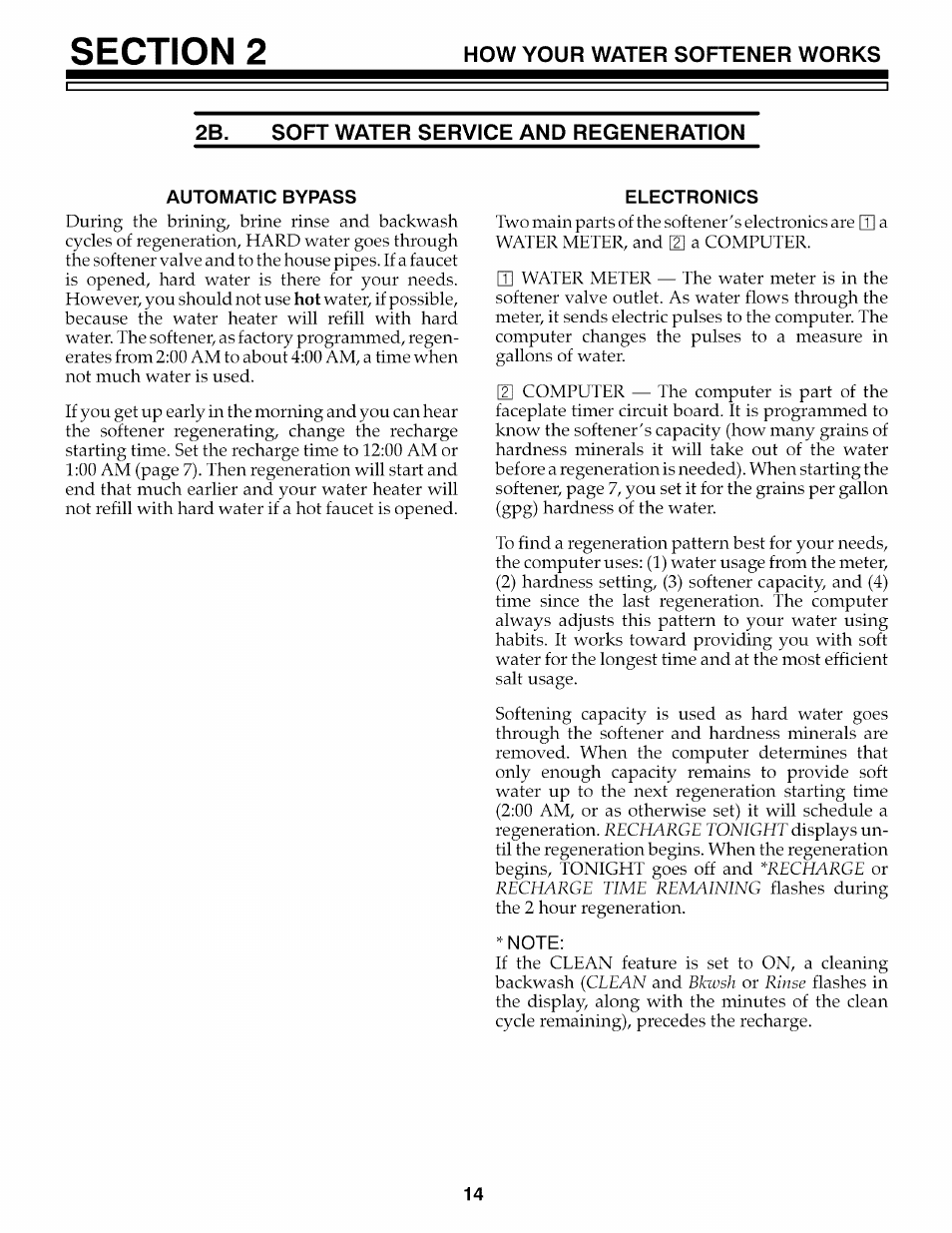 Soft water service and regeneration, Electronics | Kenmore 625.3486 User Manual | Page 14 / 32