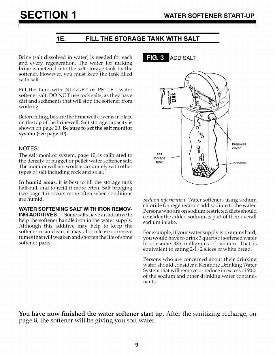 Fill the storage tank with salt | Kenmore 625.3486 User Manual | Page 9 / 32