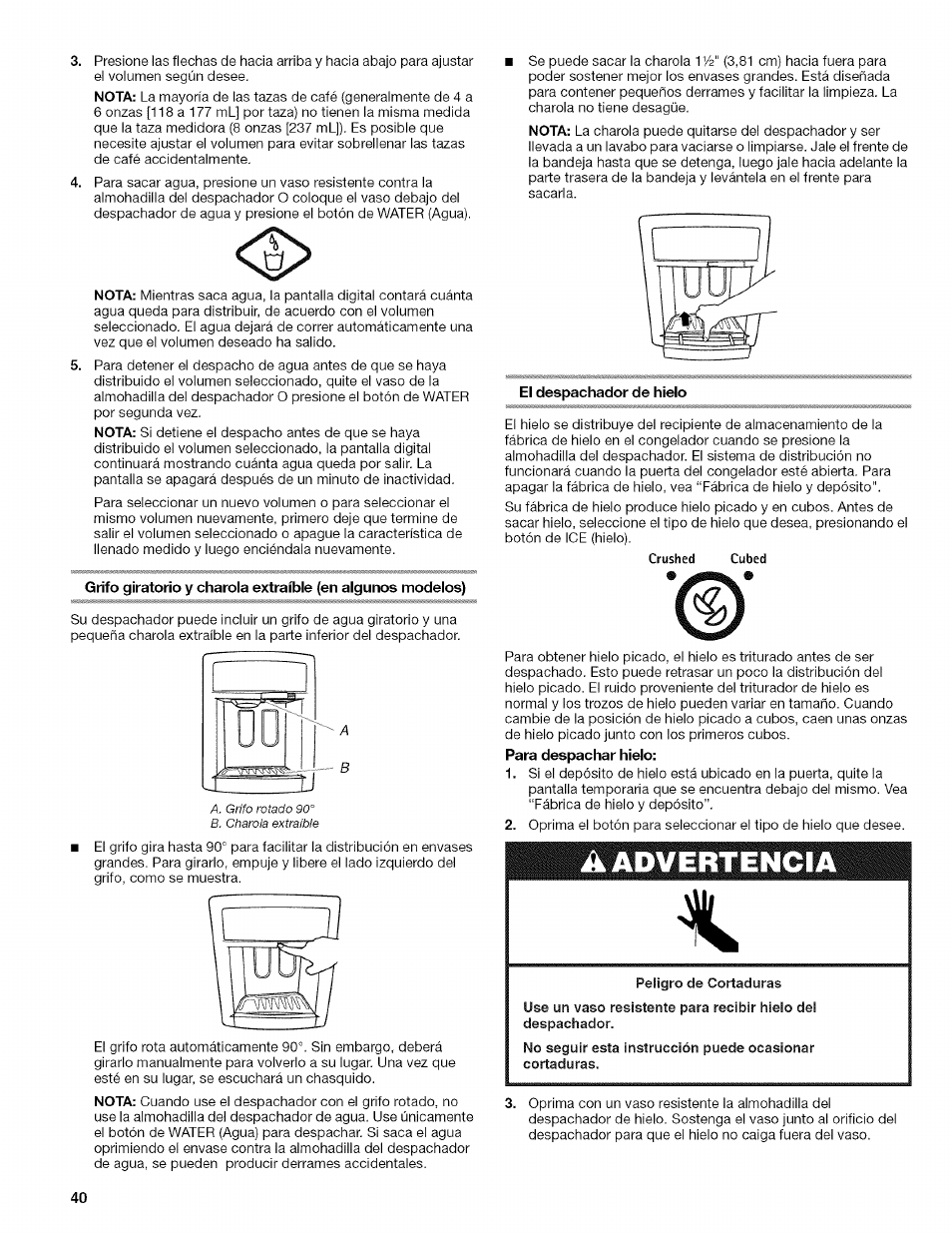 El despachador de hielo | Kenmore 2318589 User Manual | Page 40 / 84