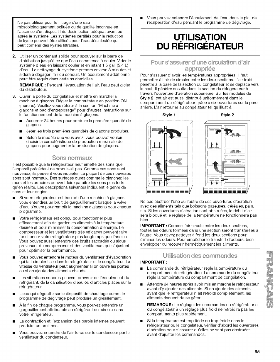 Sons riormayjc, Utilisation du réfrigérateur, Portes du réfrigérateur | Kenmore 2318589 User Manual | Page 65 / 84