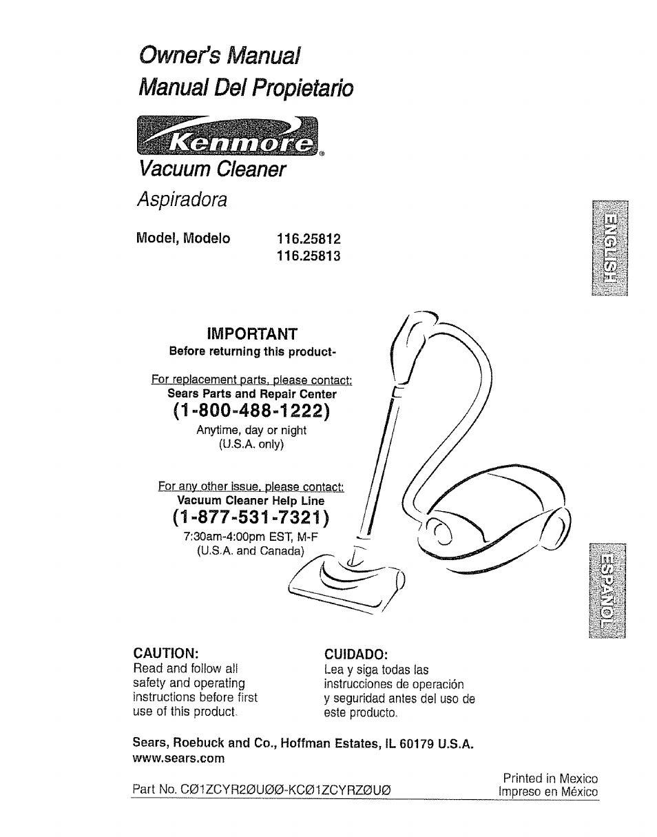 Kenmore 116.25812 User Manual | 44 pages