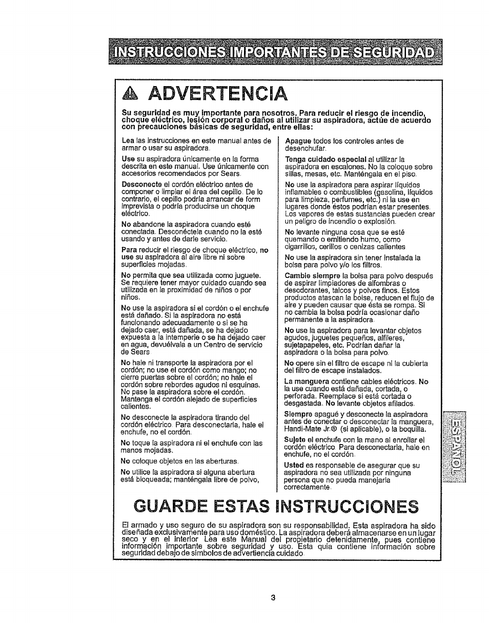 A advertencia, Guarde estas instrucciones, Advertencia | Kenmore 116.25812 User Manual | Page 25 / 44