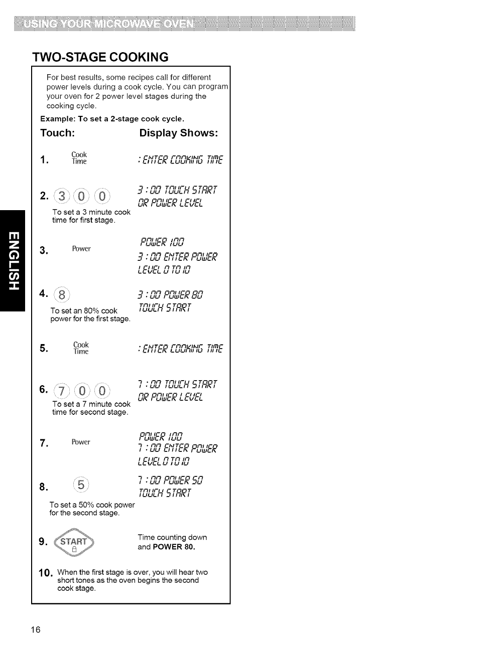 Two-stage cooking | Kenmore 721.80042 User Manual | Page 16 / 35