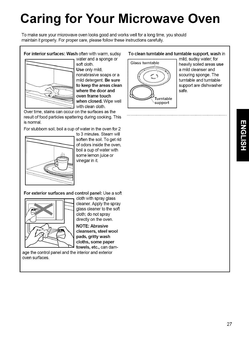 Caring for your microwave oven | Kenmore 721.80042 User Manual | Page 27 / 35