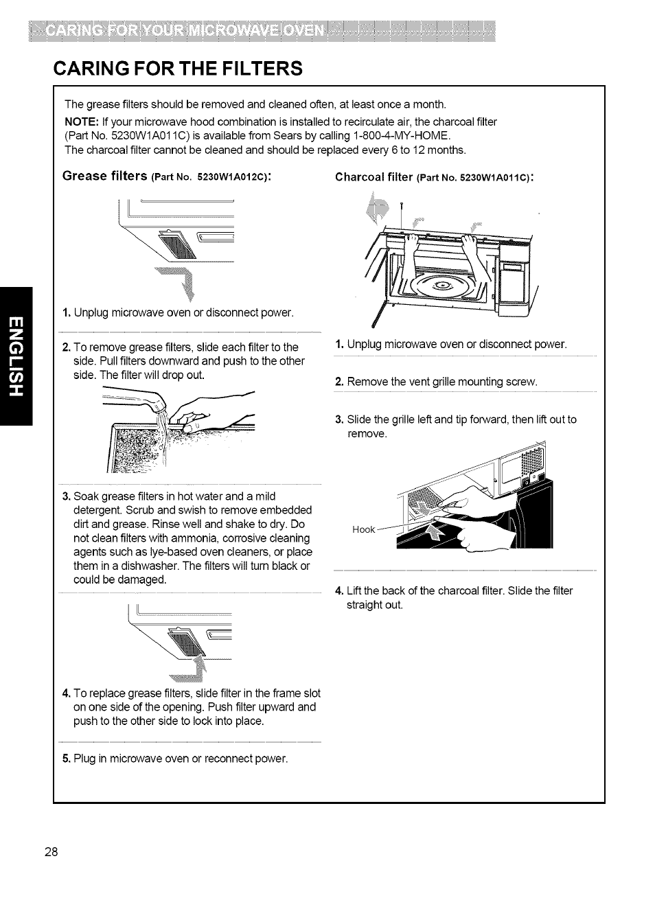 Caring for the filters | Kenmore 721.80042 User Manual | Page 28 / 35