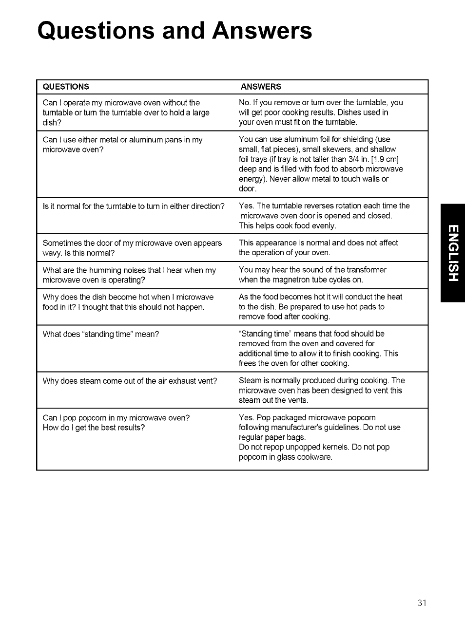 Questions and answers | Kenmore 721.80042 User Manual | Page 31 / 35