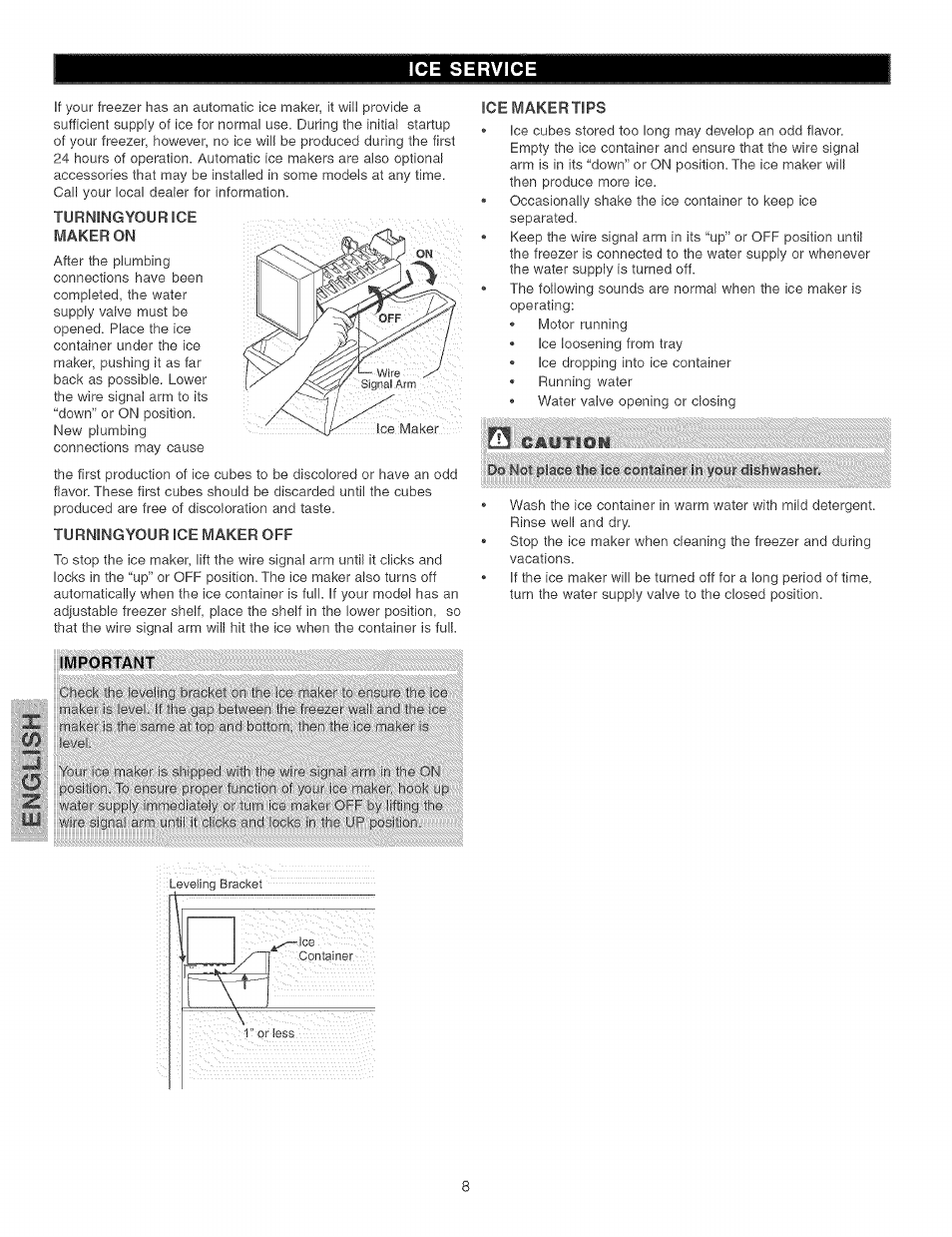 Ice service | Kenmore ELITE 44733 User Manual | Page 8 / 11