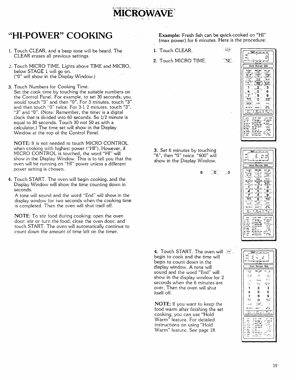 Hl-power” cooking, Microwave “hl-power” cooking | Kenmore Microwave Oven User Manual | Page 19 / 60