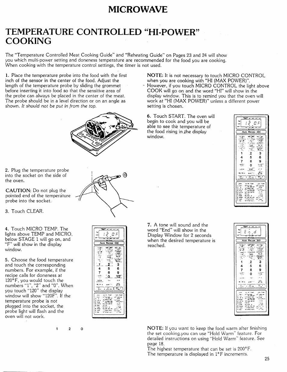 Microwave temperature controlled “hlpower” cooking | Kenmore Microwave Oven User Manual | Page 25 / 60