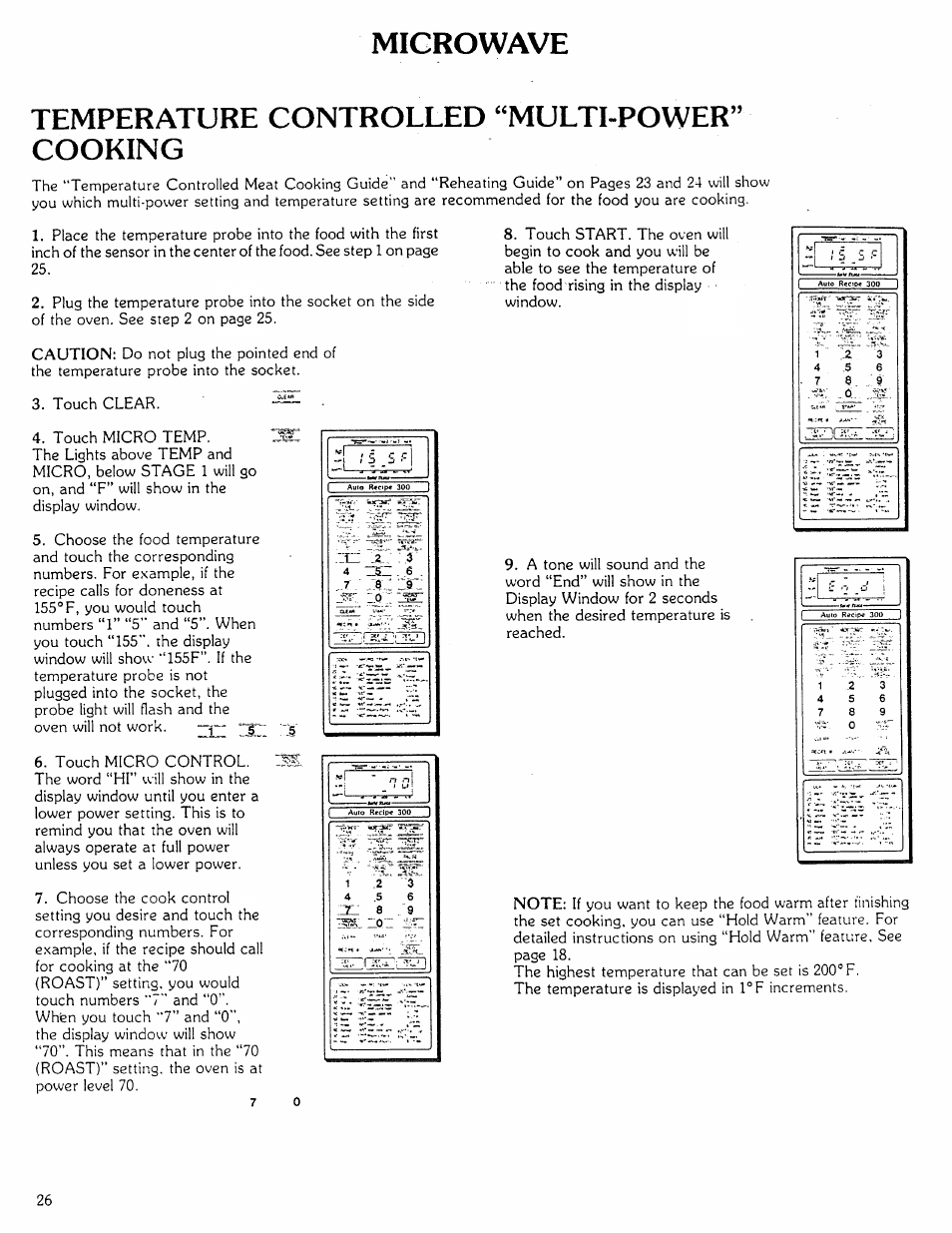 Microwave, Temperature controlled “multi-power” cooking | Kenmore Microwave Oven User Manual | Page 26 / 60