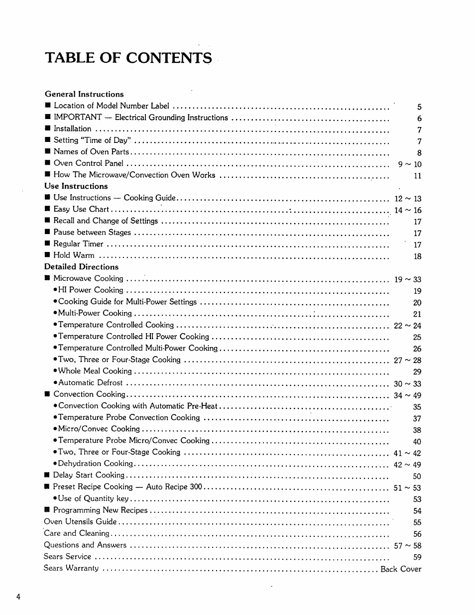 Kenmore Microwave Oven User Manual | Page 4 / 60