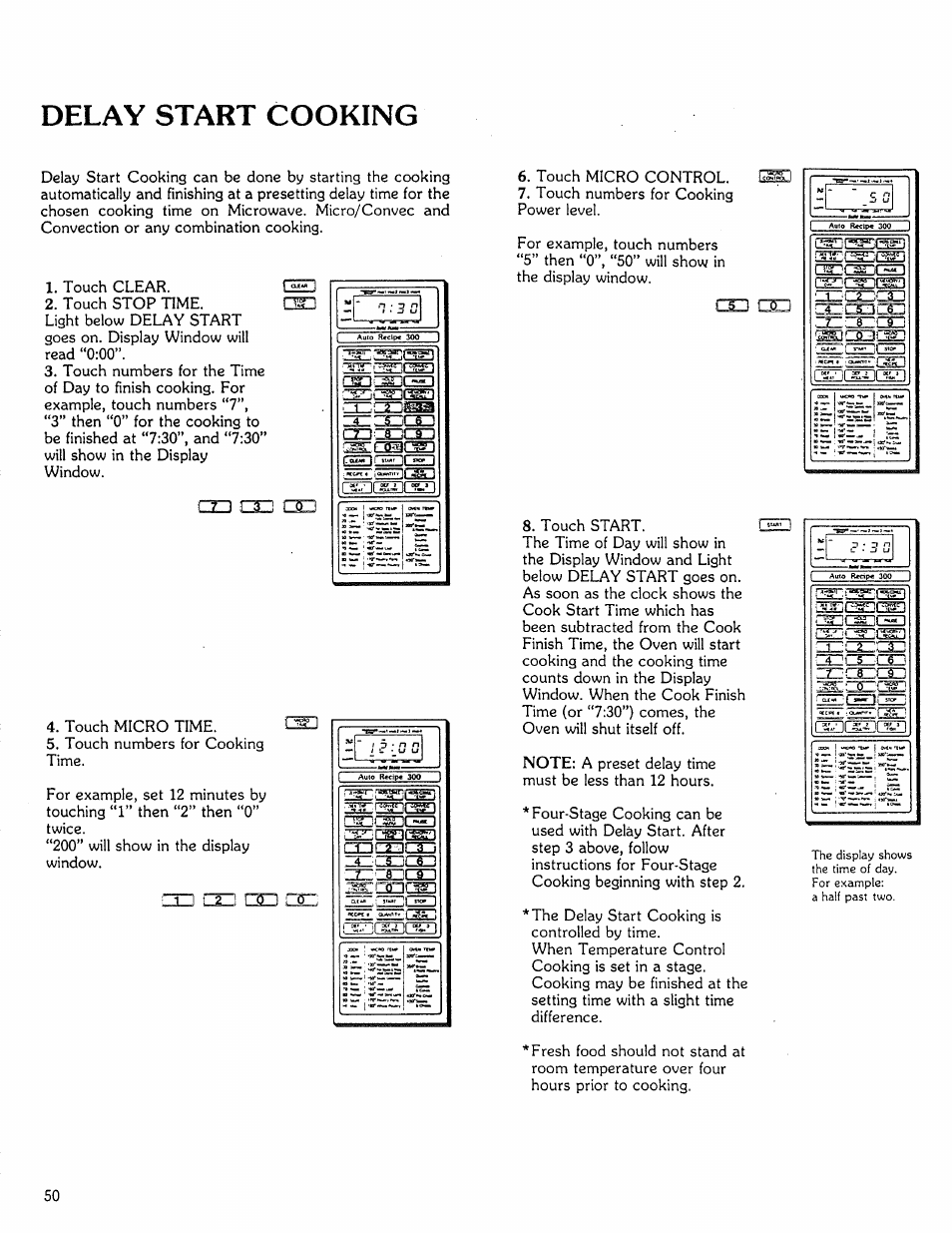 Delay start cooking, Oc oc | Kenmore Microwave Oven User Manual | Page 50 / 60