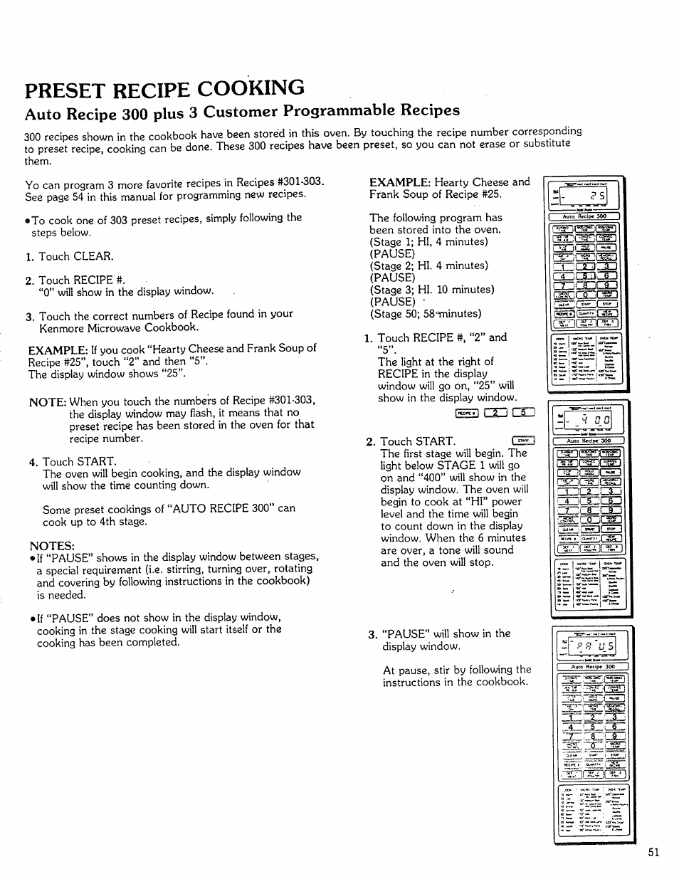 Preset recipe cooking | Kenmore Microwave Oven User Manual | Page 51 / 60