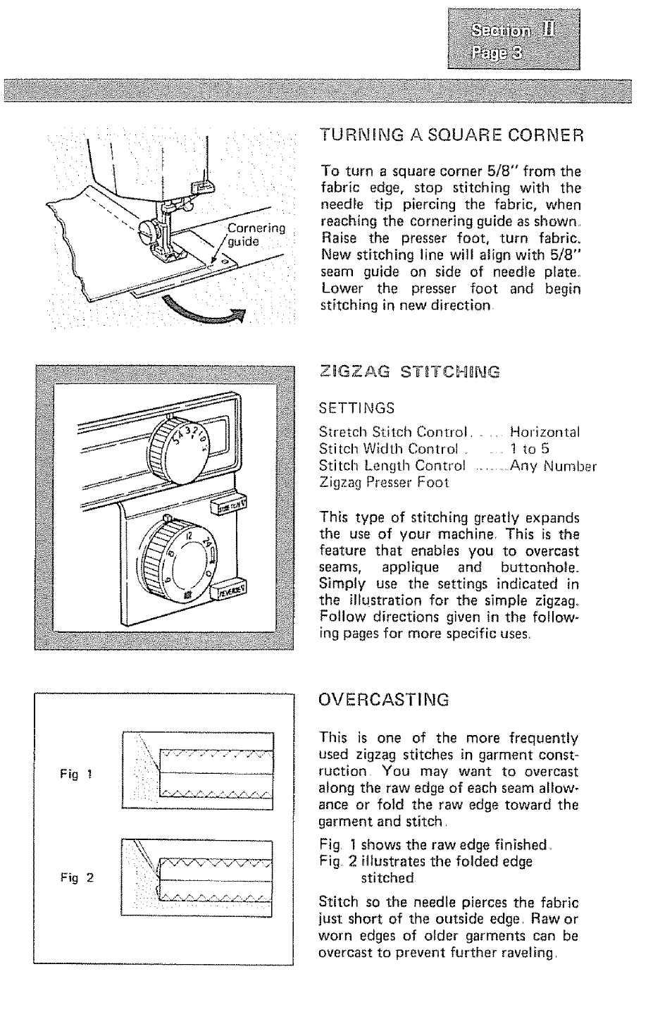 Turniwg a square corner, Overcasting | Kenmore 1232 User Manual | Page 25 / 44