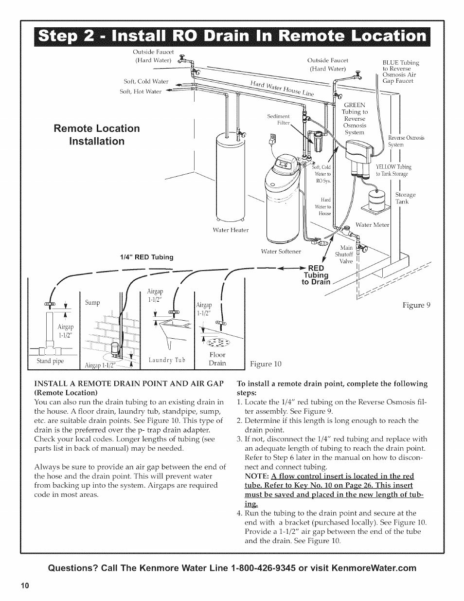 Step 2 - install ro drain in remote location, Remote location installation | Kenmore 625.38156 User Manual | Page 10 / 28