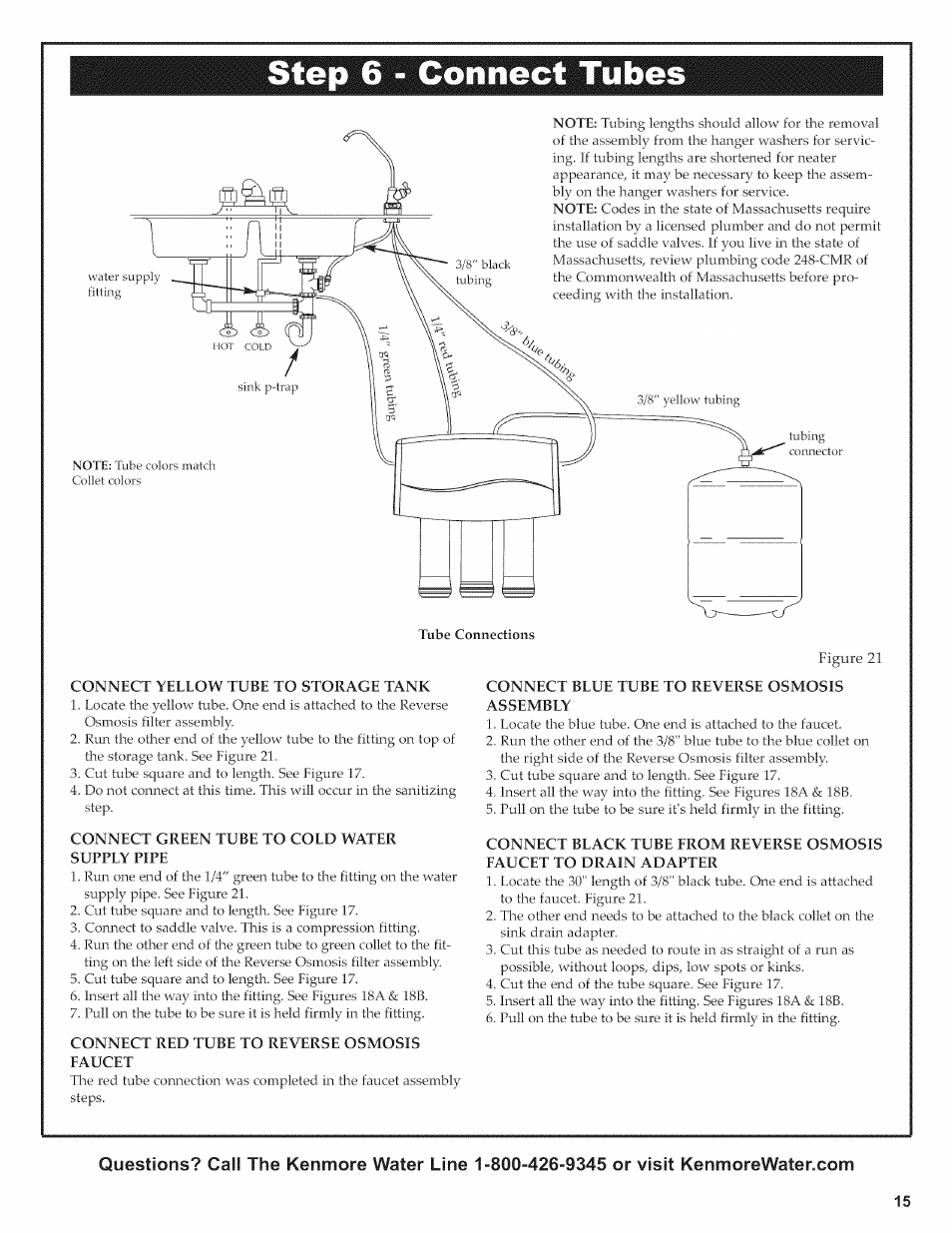 Step 6 - connect tubes | Kenmore 625.38156 User Manual | Page 15 / 28