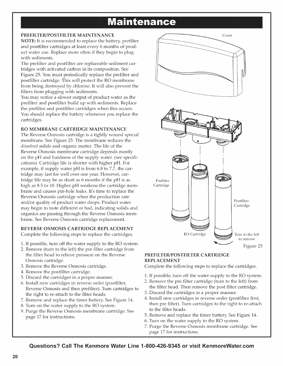 Maintenance | Kenmore 625.38156 User Manual | Page 20 / 28