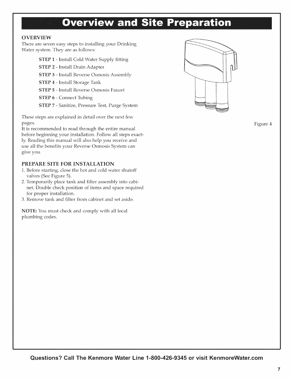 Overview, Prepare site eor instaeeation, Overview and site preparation | Kenmore 625.38156 User Manual | Page 7 / 28