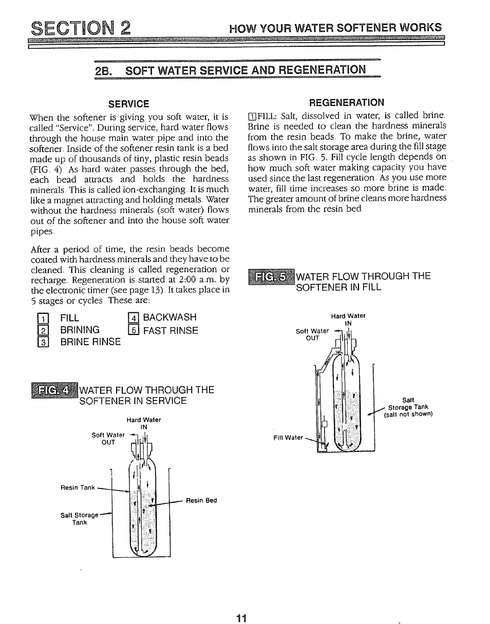 2b. soft water service and regeneration, Service | Kenmore 625.34847 User Manual | Page 11 / 32