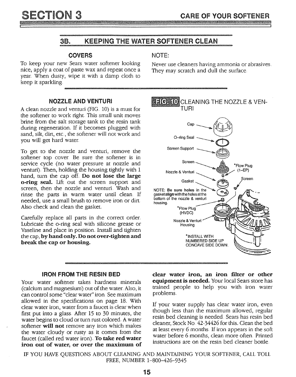 3b. keeping the water softener clean | Kenmore 625.34847 User Manual | Page 15 / 32