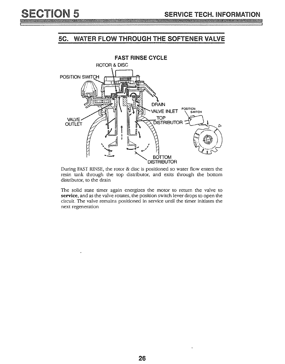 5c. water flow through the softener valve, Fast rinse cycle | Kenmore 625.34847 User Manual | Page 26 / 32