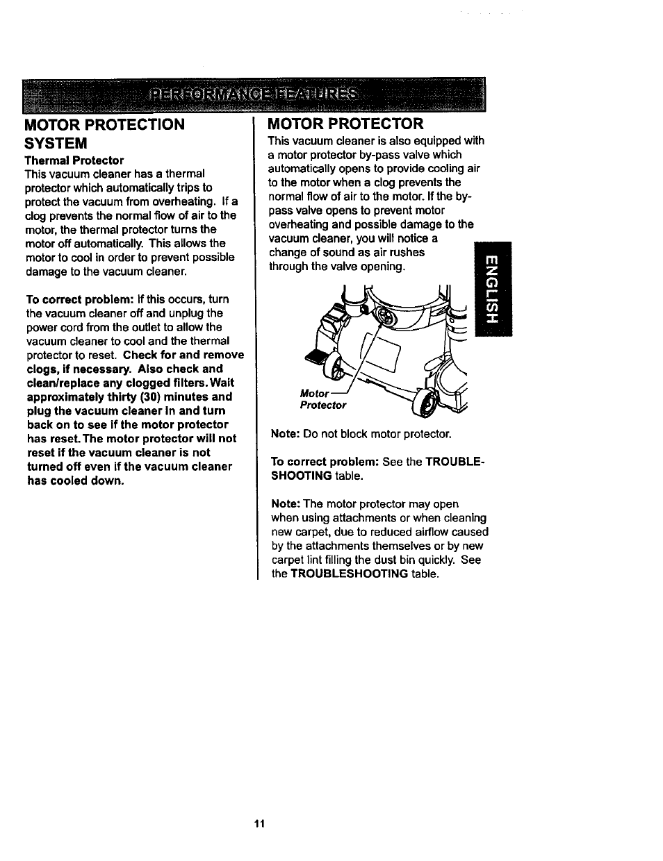 Motor protector | Kenmore ASPIRADORA 116.34728 User Manual | Page 11 / 44